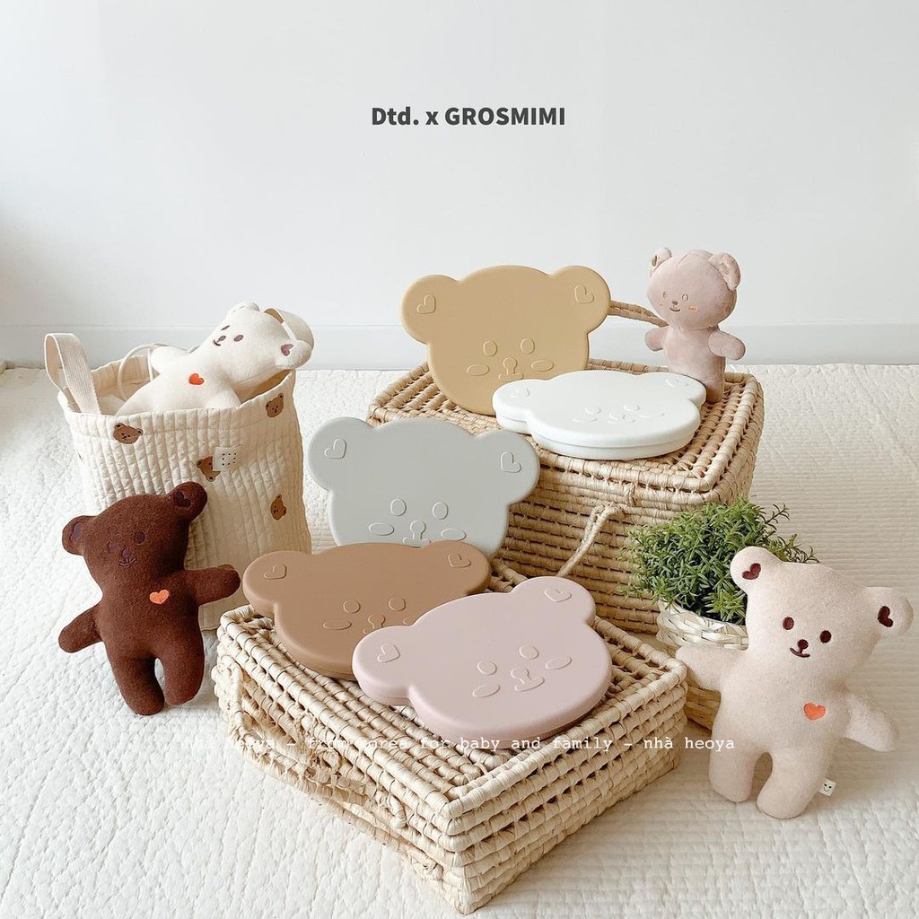 KHAY ĂN DẶM GẤU KÈM NẮP ĐẬY SILICONE DOTTODOT x GROSMIMI