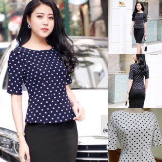 New Sơ mi peplum chấm bi