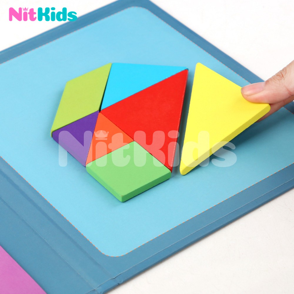 Bộ Xếp Hình Sáng Tạo Tangram, Đồ Chơi Ghép Gỗ Cho Bé 3 Tuổi, Tăng Tính Sáng Tạo và Tư Duy Trẻ Em