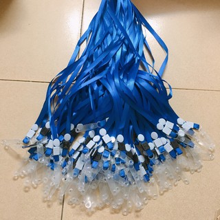 Dây lụa đeo thẻ ( màu xanh) - Móc nhựa