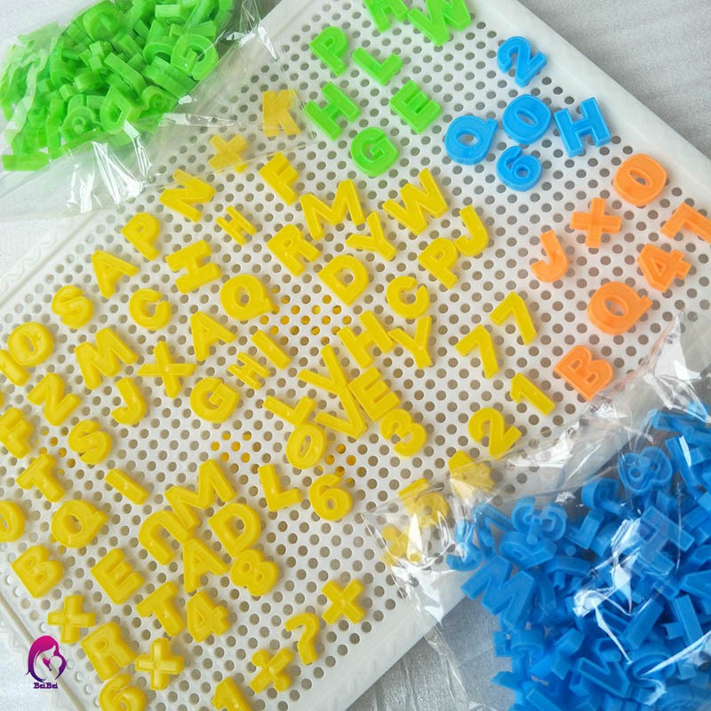Set 80 chữ cái và chữ số bằng nhựa nhiều màu có nút ghim trang trí độc đáo