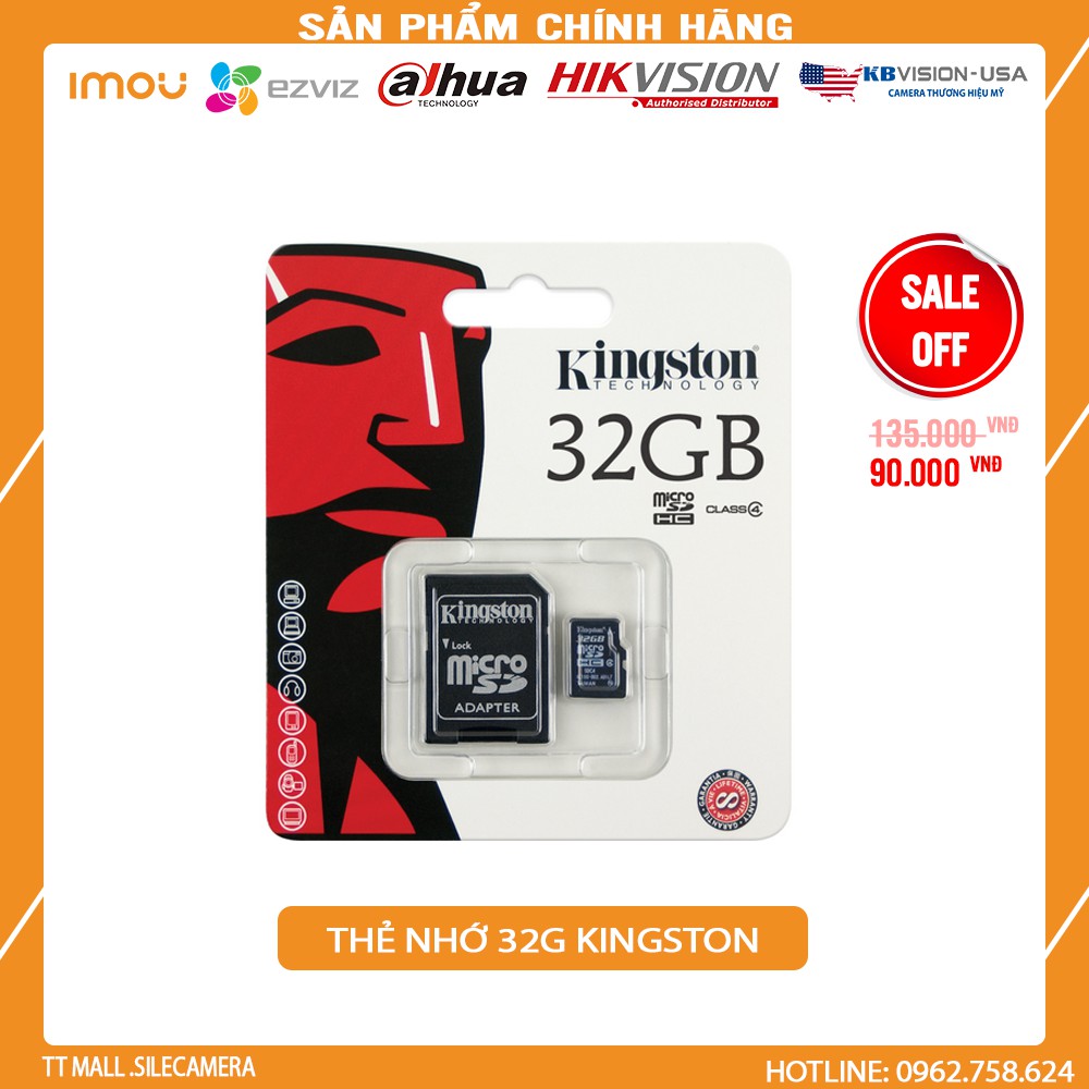 (GIÁ HỦY DIỆT)Thẻ nhớ 32g Kington class 10 dành cho camera IP-Bảo hành 5 năm