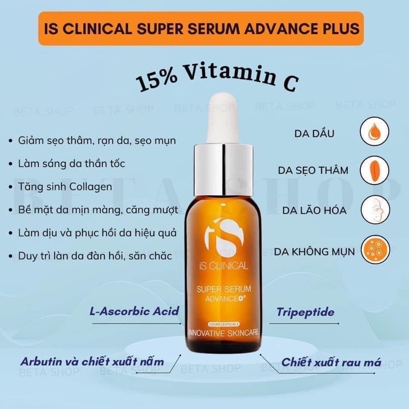 30ml - 60ml / Serum dưỡng trắng iS Clinical Super Serum Advance+