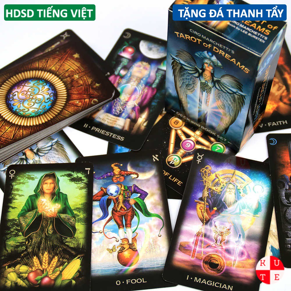 Bài Tarot Of Dreams 78 Lá Bài Tặng Đá Thanh Tẩy Bài Bói Tiên Tri C82