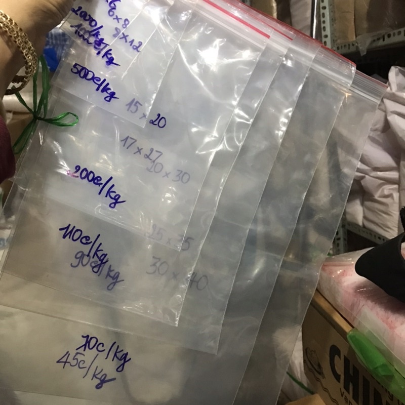 [10]túi zip chỉ đỏ khoá miệng nhiều size