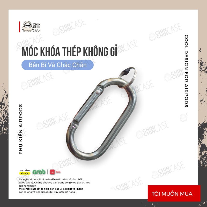 Móc Khóa Thép Không Gỉ Treo Airpods Loại Tốt - Chinchin Case