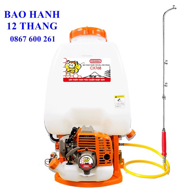 NÓNG! Máy Phun Thuốc Sâu đeo vai chạy xăng Oshima 768CX, Bình xịt bơm thuốc khử trùng động cơ 2 thì