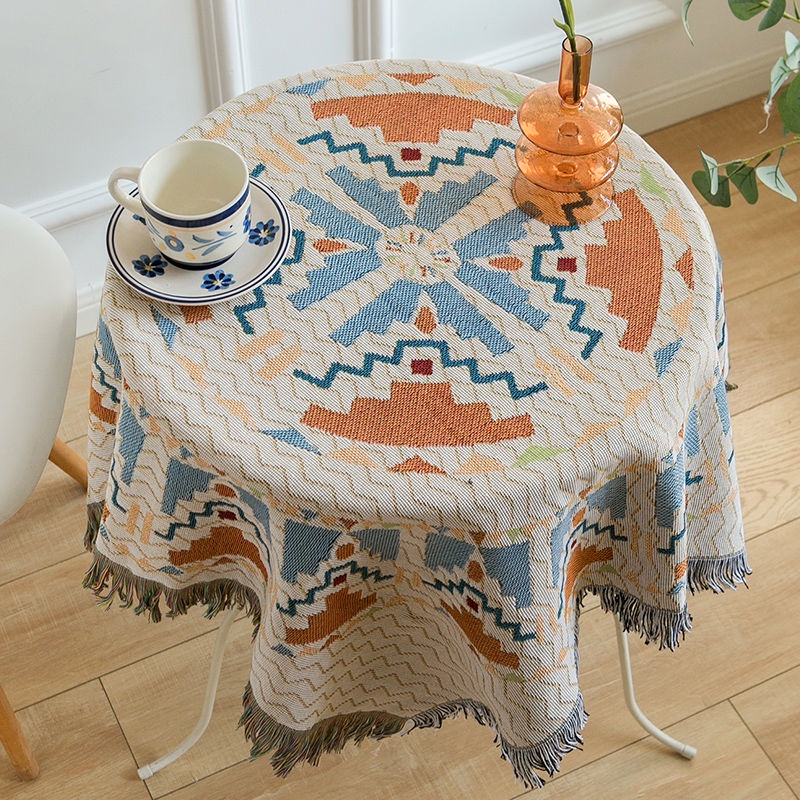 Khăn Trải Bàn Hình Vuông Chất Liệu Cotton Phong Cách Bohemian