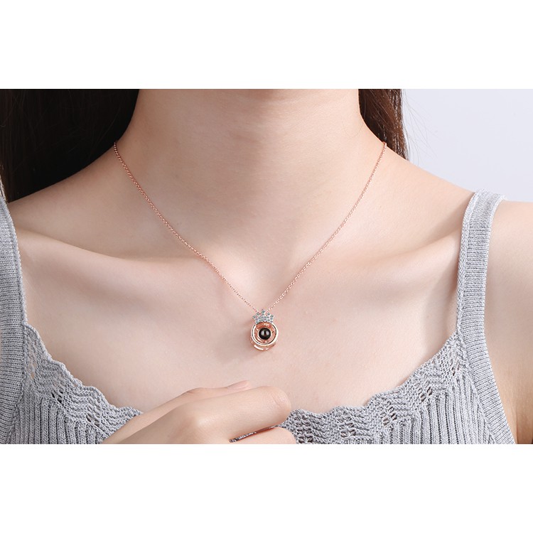 Dây Chuyền Bạc 925 Mặt Vương Miện Đính Đá Zircon 2 Màu