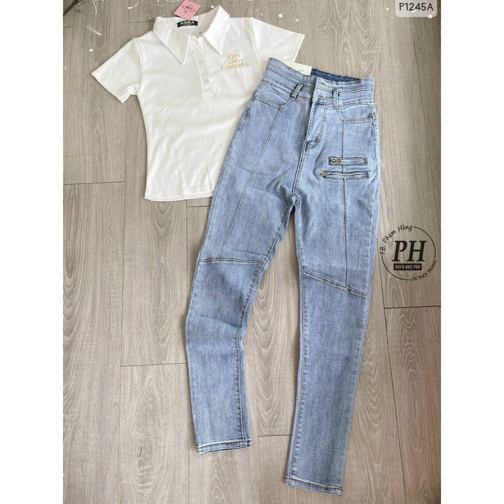 Quần Jeans Nữ Co Giãn Cạp Siêu Cao Tôn Dáng