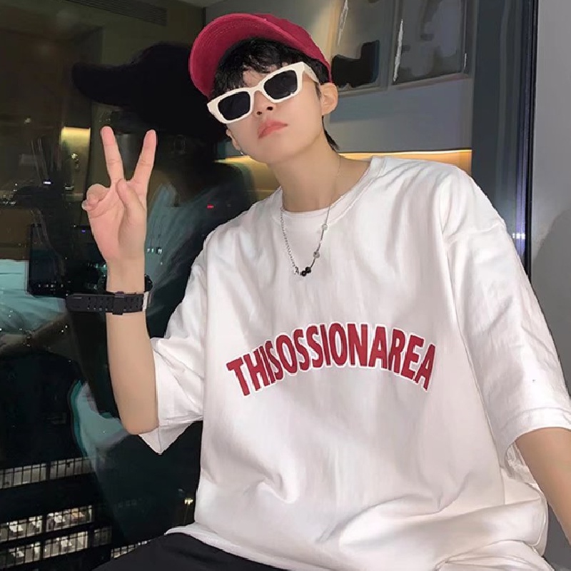 Áo Thun Tay Ngắn Dáng Rộng In Chữ Phong Cách Hip Hop Đường Phố Hàn Quốc Thời Trang Mùa Hè Cho Nam Cỡ M-5XL