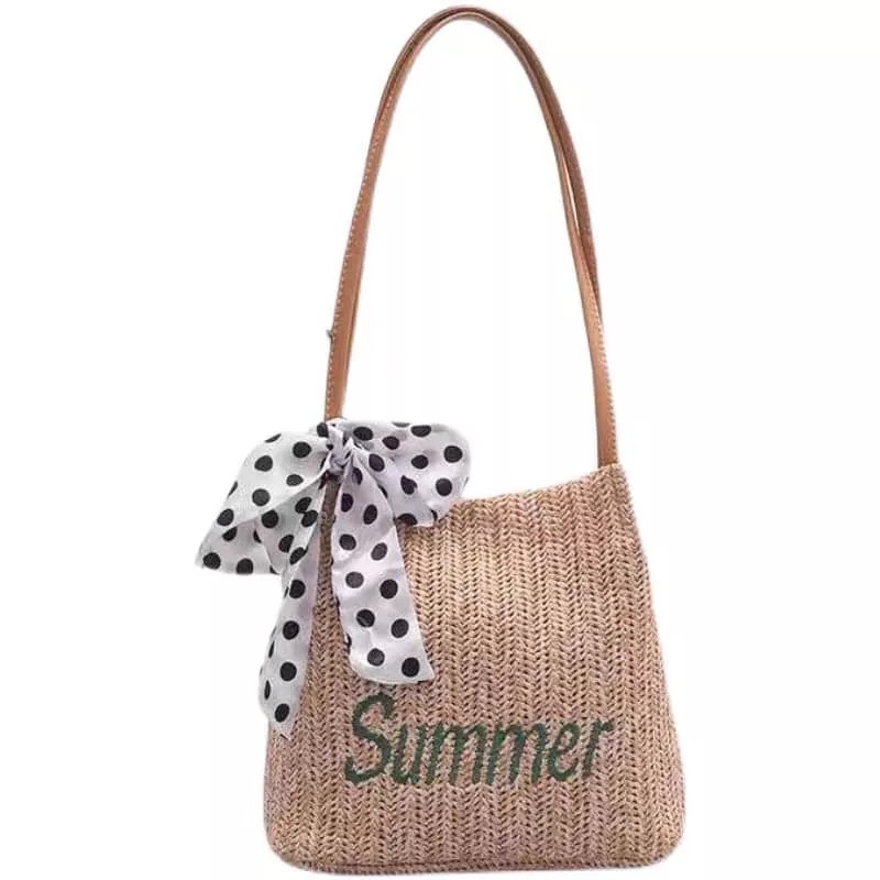 Túi cói hoa cúc, túi summer đi biển có khăn thắt nơ dễ thương đeo vai cho chị em HOT HIT