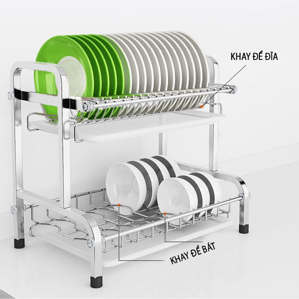 Kệ Để Chén Đĩa Inox 304 và Thép Carbon Sơn Đen VANDO Giá Bát Nhỏ Có Khay Hứng Nước | BigBuy360 - bigbuy360.vn