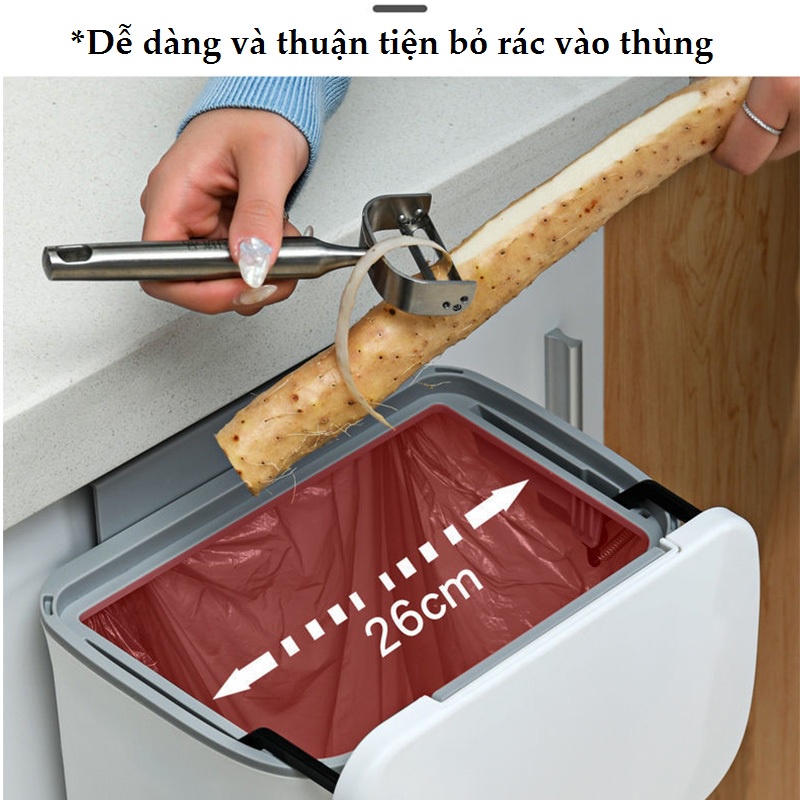 Thùng rác thông minh - treo cài tủ bếp, dán nhà vệ sinh tiện lợi - size 9l kèm ruột