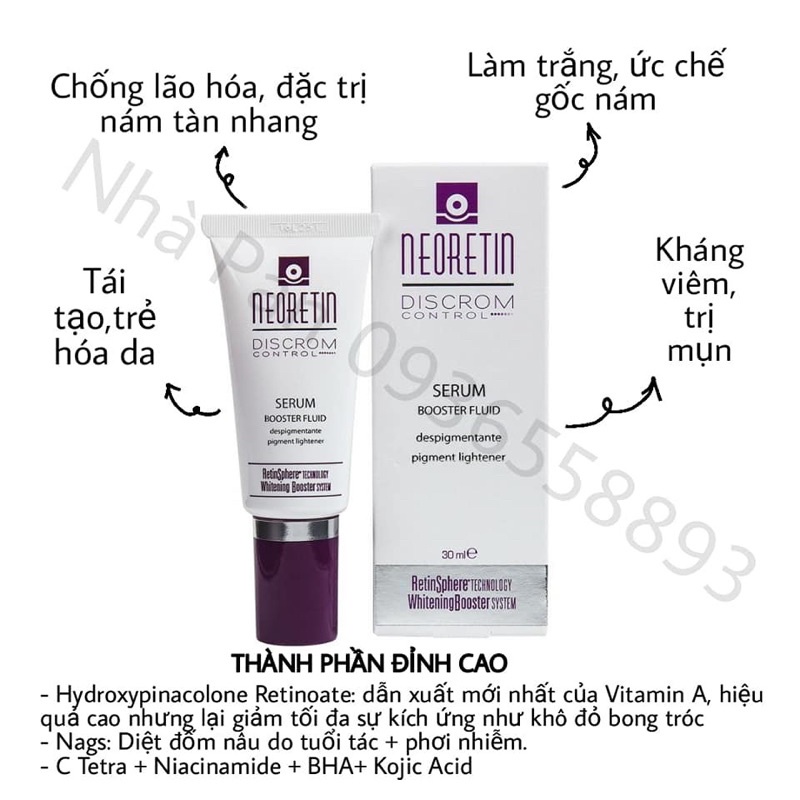 Serum giảm thâm nám, mờ tàn nhang Neoretin Discrom Control Booster Fluid 15ml