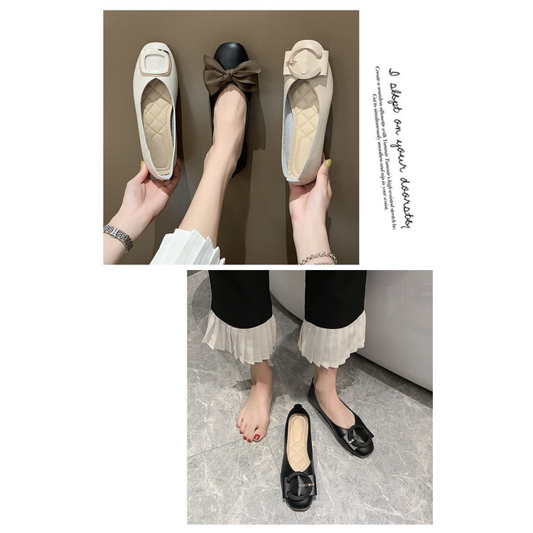 Giày Búp Bê Mũi Vuông Size Lớn 35-43 Thời Trang Mùa Hè Hàn Quốc Cho Nữ Size 41-42