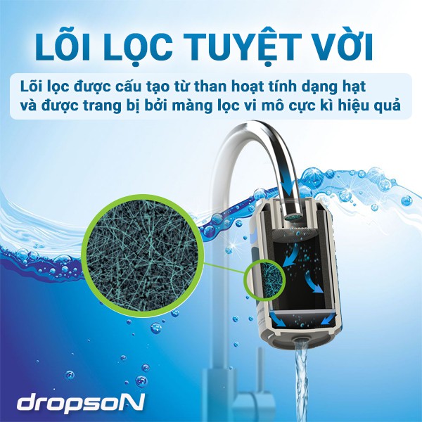 Lon Lọc Nước Uống Trực Tiếp Tại Vòi DROPSON Sản Xuất Tại Châu Âu