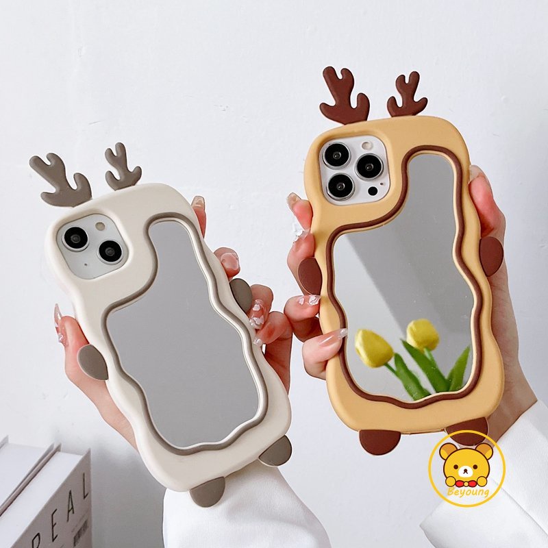Ốp Điện Thoại Silicon Dẻo Gắn Gương Hình Tai Nai Cho iPhone 14 13 12 11 Pro Max 11 12 13 14