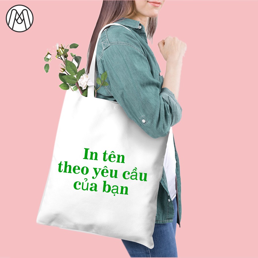 Túi vải canvas tote genz trơn đeo vai đi học giá rẻ in hình theo yêu cầu chất vải mềm mịn dày dặn