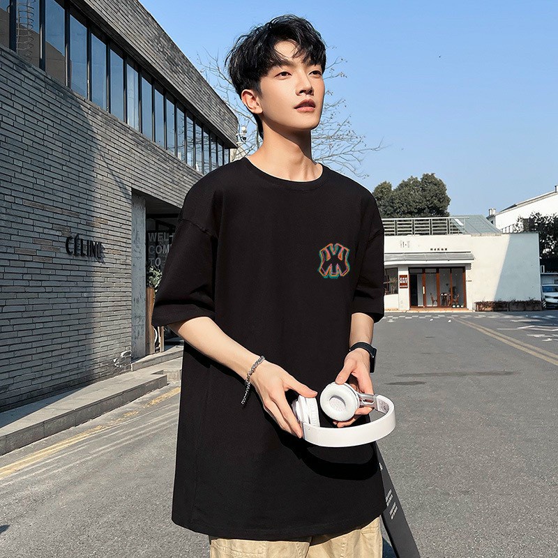 Áo phông tay lỡ phom rộng unisex hình học áo thun nam nữ tay ngắn