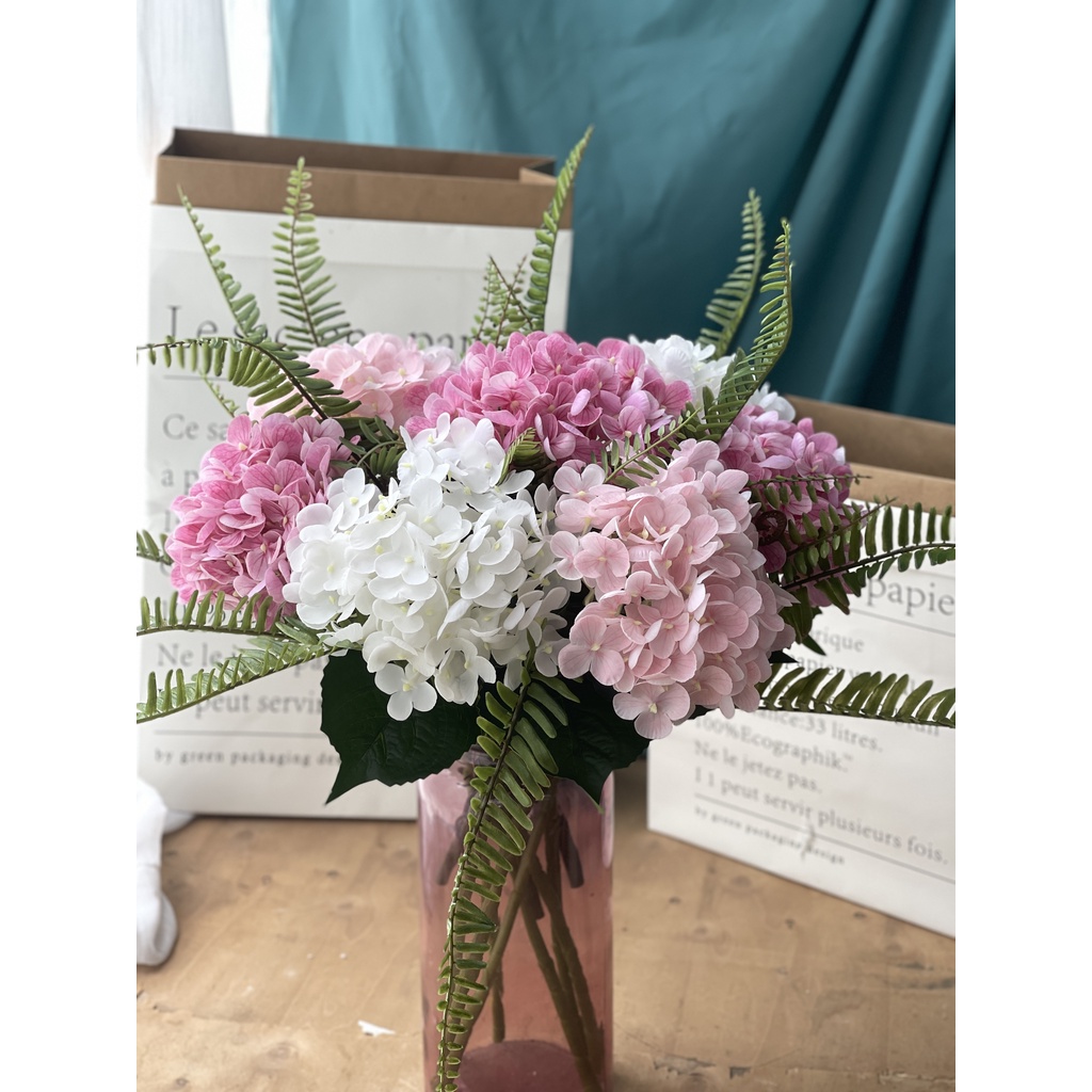 HOA GIẢ 🌺 HOA CẨM TÚ CẦU CAO SU CÀNH DÀI 46CM