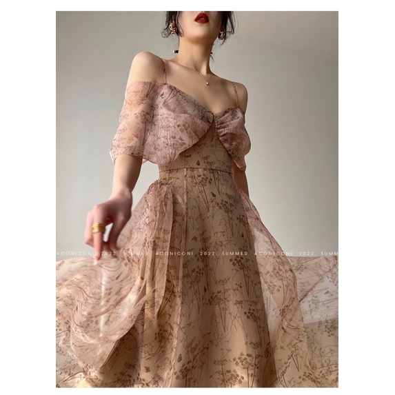 Đầm maxi hoa nhí phong cách quý cô sang trọng thời trang nữ hebe's MSP C99