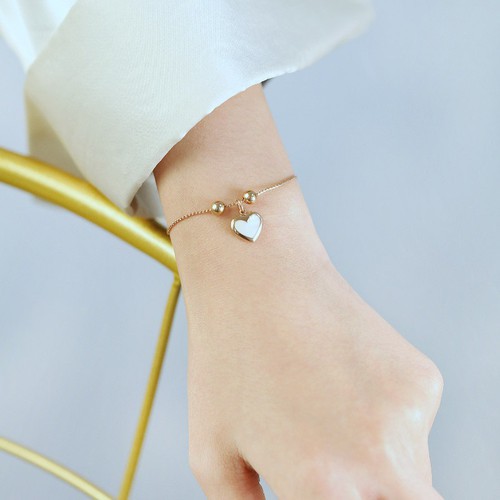 Lắc Tay Dây Rút Trái Tim Titan Ko Đen TT 3433