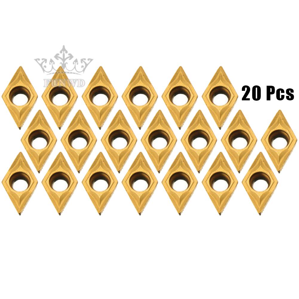 【FUNWD】20Pcs DCMT070204 YBC251 Carbide Inserts For Lathe Turning Tool Holder Boring Bar