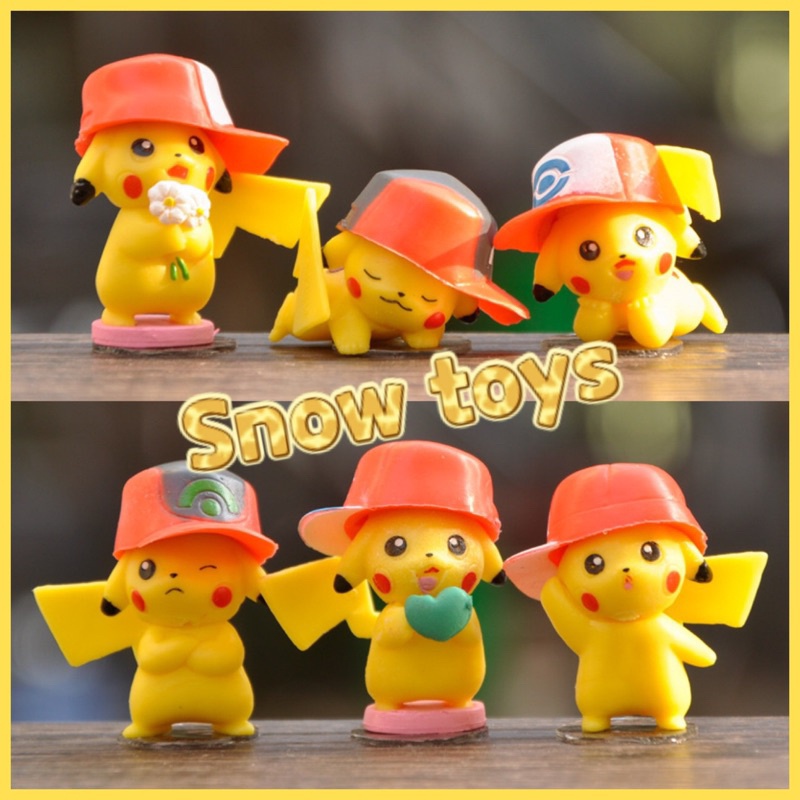 Mô hình Pikachu - Trọn bộ 6 mô hình Pikachu đội mũ cực dễ thương - Cao khoảng 3 ~ 4cm