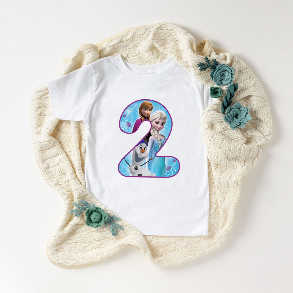 Áo thun bé gái in hình công chúa Elsa Mừng Sinh Nhật bé  siêu cute, chất liệu cotton thoáng mát SSSHOP