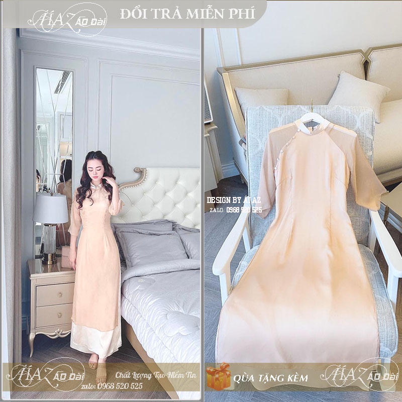 Áo Dài Cách Tân Nữ Bốn Tà Tay Lỡ Cổ Bản Nhỏ LD02