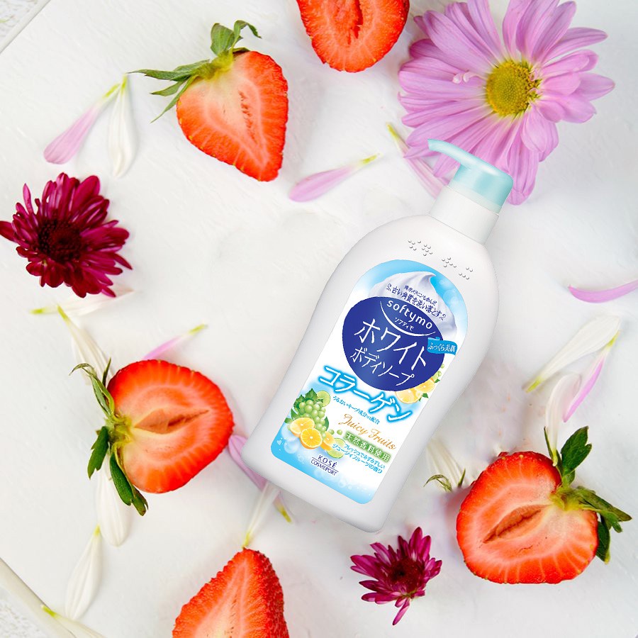 Sữa Tắm Dưỡng Ẩm Săn Chắc Da Hương Trái Cây Kose Softymo White Body Soap - Juicy Fruits (600ml) chính hãng