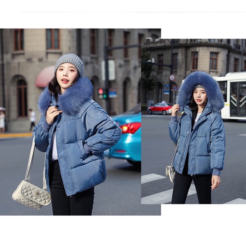 Áo Khoác Phao nữ béo mũ Lông tay gân dáng ngắn lông tháo rời - Tặng kèm áo phông thời trang | BigBuy360 - bigbuy360.vn