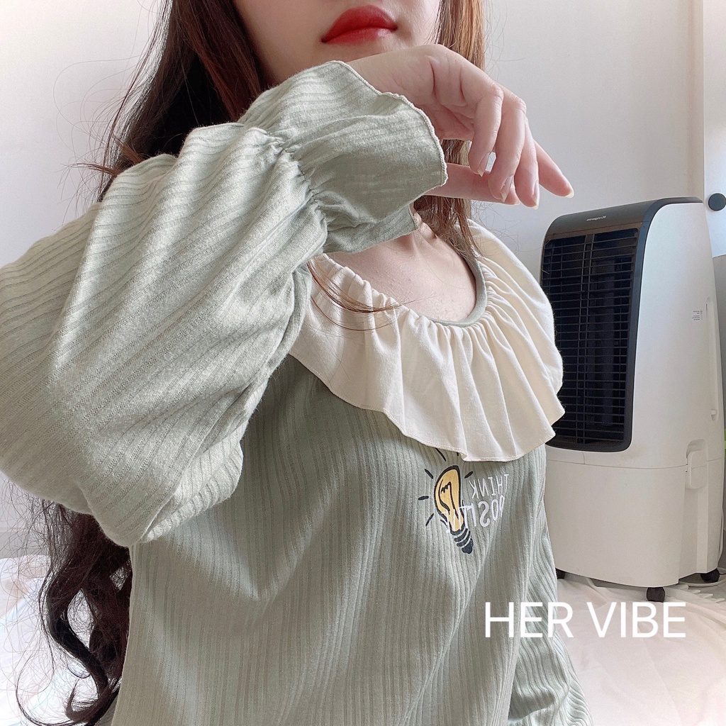 Bộ đồ ngủ pyjama nữ thu đông tay dài quần dài siêu mềm thấm hút - Đồ ngủ nữ mặc nhà dài tay Her Vibe | BigBuy360 - bigbuy360.vn