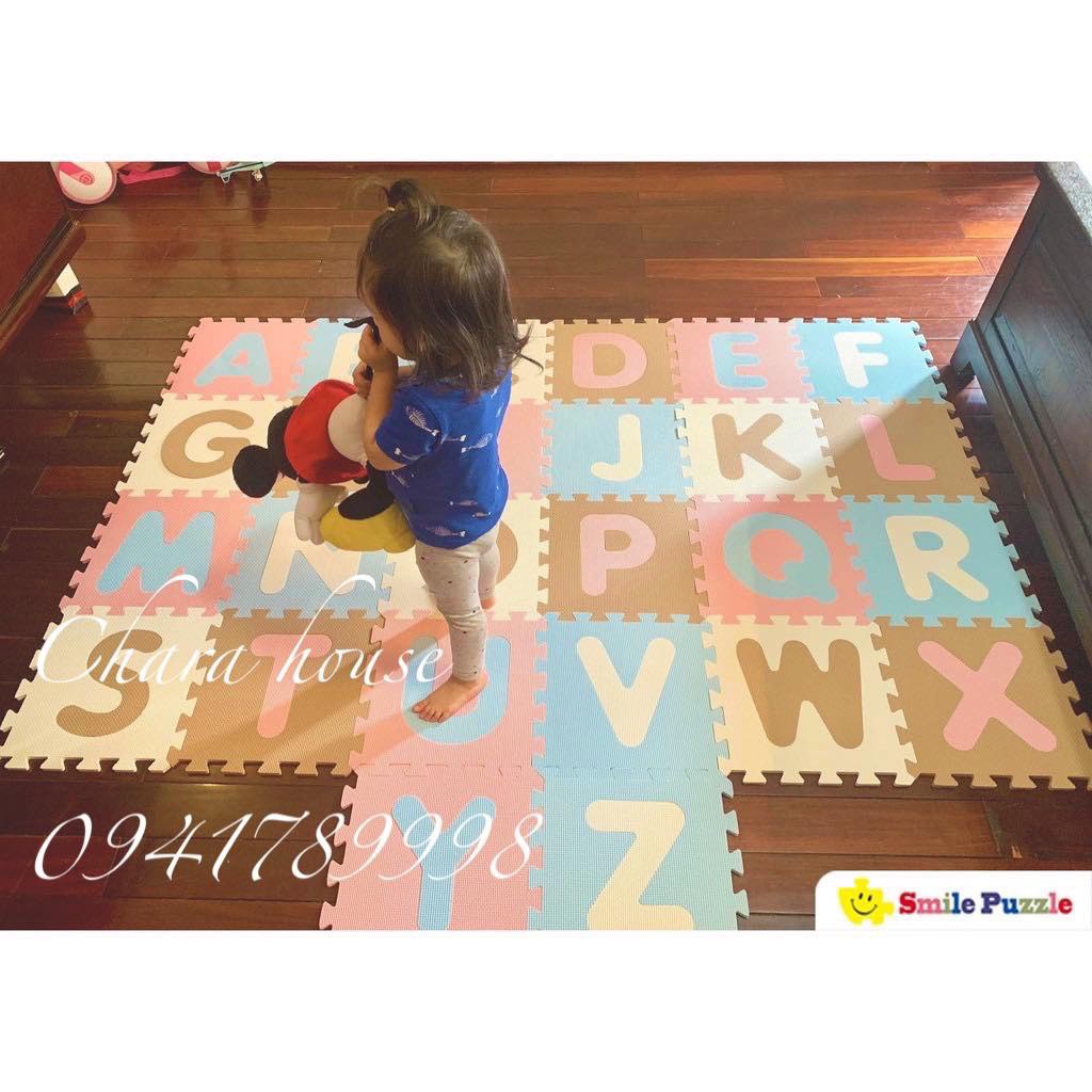 &lt;FREE SHIP&gt;Thảm Ghép Cao cấp Simile Puzzle Bộ Chữ Số tông màu Pastel siêu yêu!