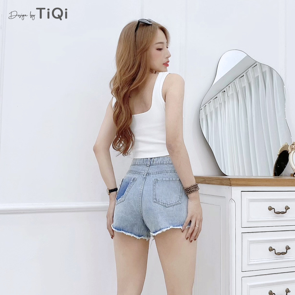 Quần short jean nữ lưng cao màu xanh TiQi Jeans S1-473 | BigBuy360 - bigbuy360.vn