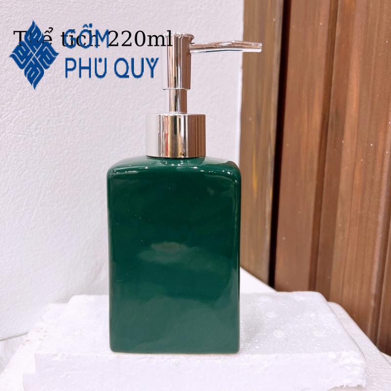 Bình Đựng Dầu Gội ⚱ Gốm Sứ Bát Tràng ⚱ Chai Chiết Xà Phòng,bình Sứ Xanh Cổ Vịt Gomphuquy Dnc05