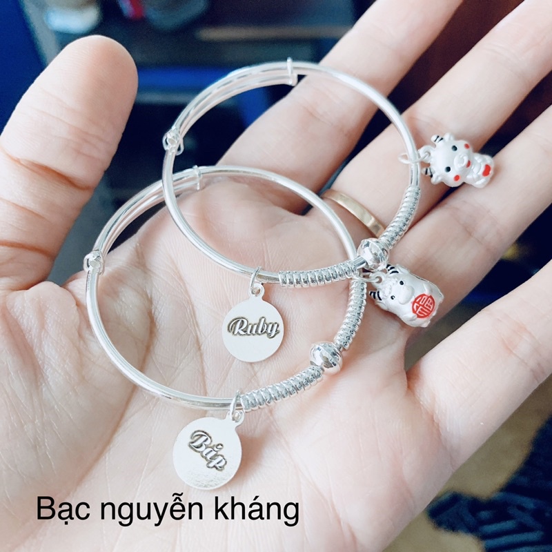 LẮC BẠC TA KHẮC TÊN THEO YÊU CẦU CHO BÉ KÈM 12 CON GIÁP, BẠC NGUYỄN KHÁNG