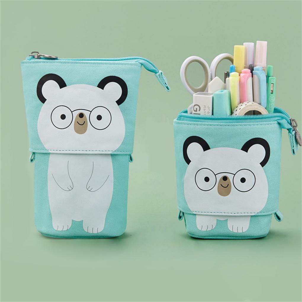 Túi Đựng Bút / Mỹ Phẩm Sức Chứa Lớn Đa Năng Có Thể Thu Gọn Họa Tiết Hoạt Hình Cho Bé