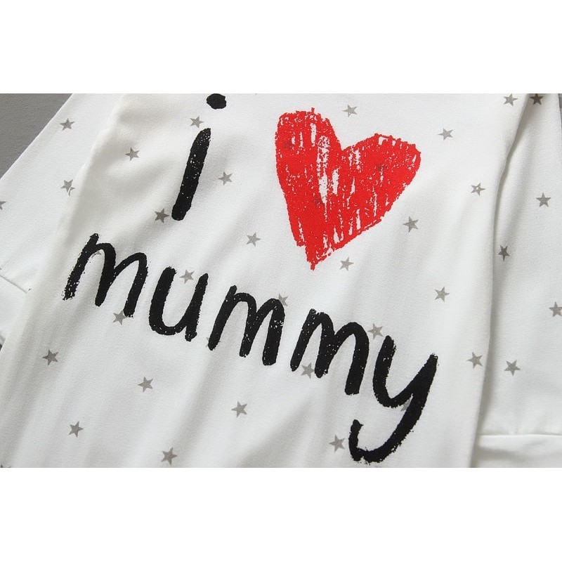 Mikrdoo Áo liền quần hoa có chữ I love Mommy &amp; Daddy xinh xắn cho bé gái