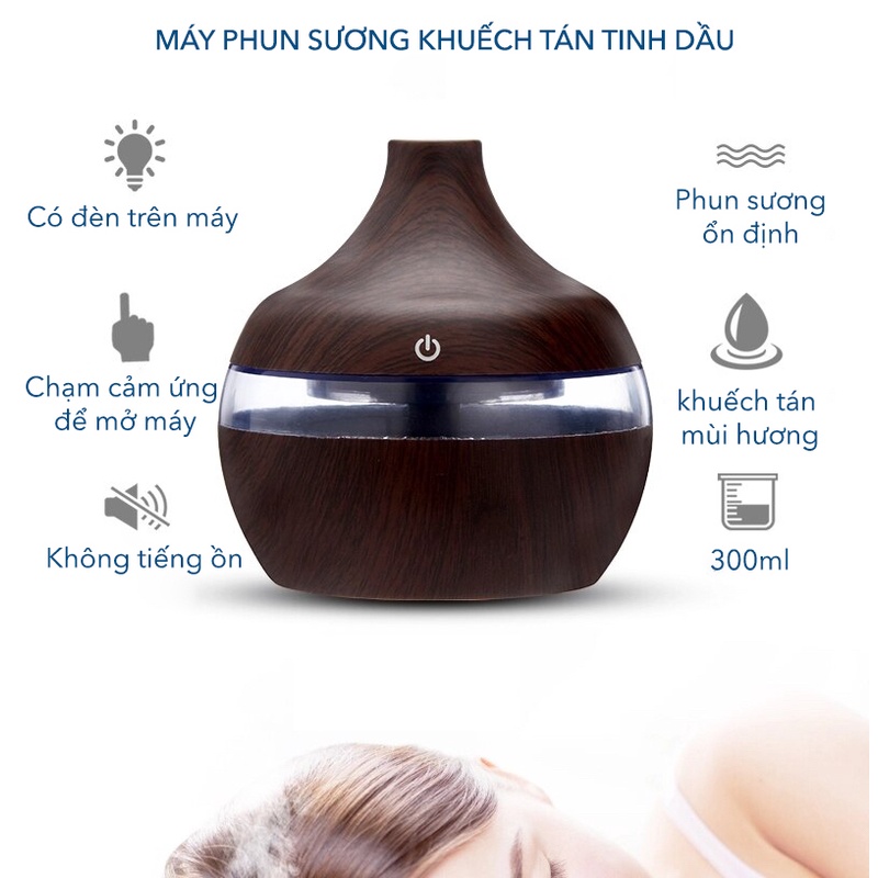 Máy Xông Tinh Dầu 300ml Aroma Cao Cấp Máy Khuếch Tán Tinh Dầu Phun Sương Toả Hương Tạo Ẩm Thơm Mát Phòng Và Đuổi Muỗi