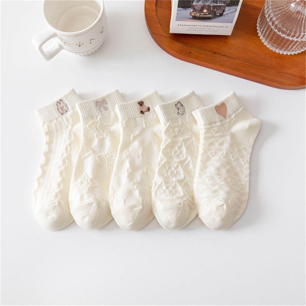 ORIENTLII Set 5 Đôi Tất Cotton Hoạ Tiết Gấu Xinh Xắn Phong Cách Hàn Quốc Dành Cho Nữ