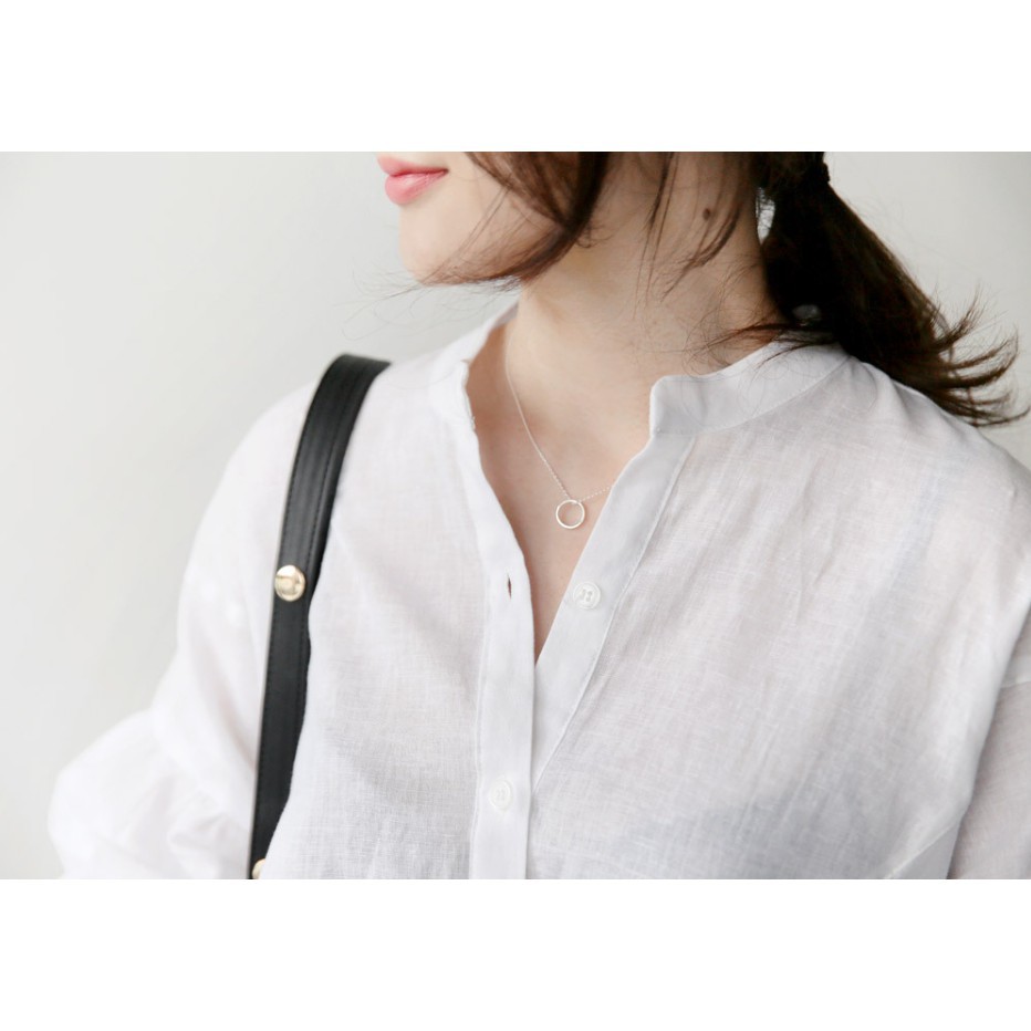 Áo sơ mi kẻ tăm xanh trắng, tay lỡ, cổ tàu | BigBuy360 - bigbuy360.vn