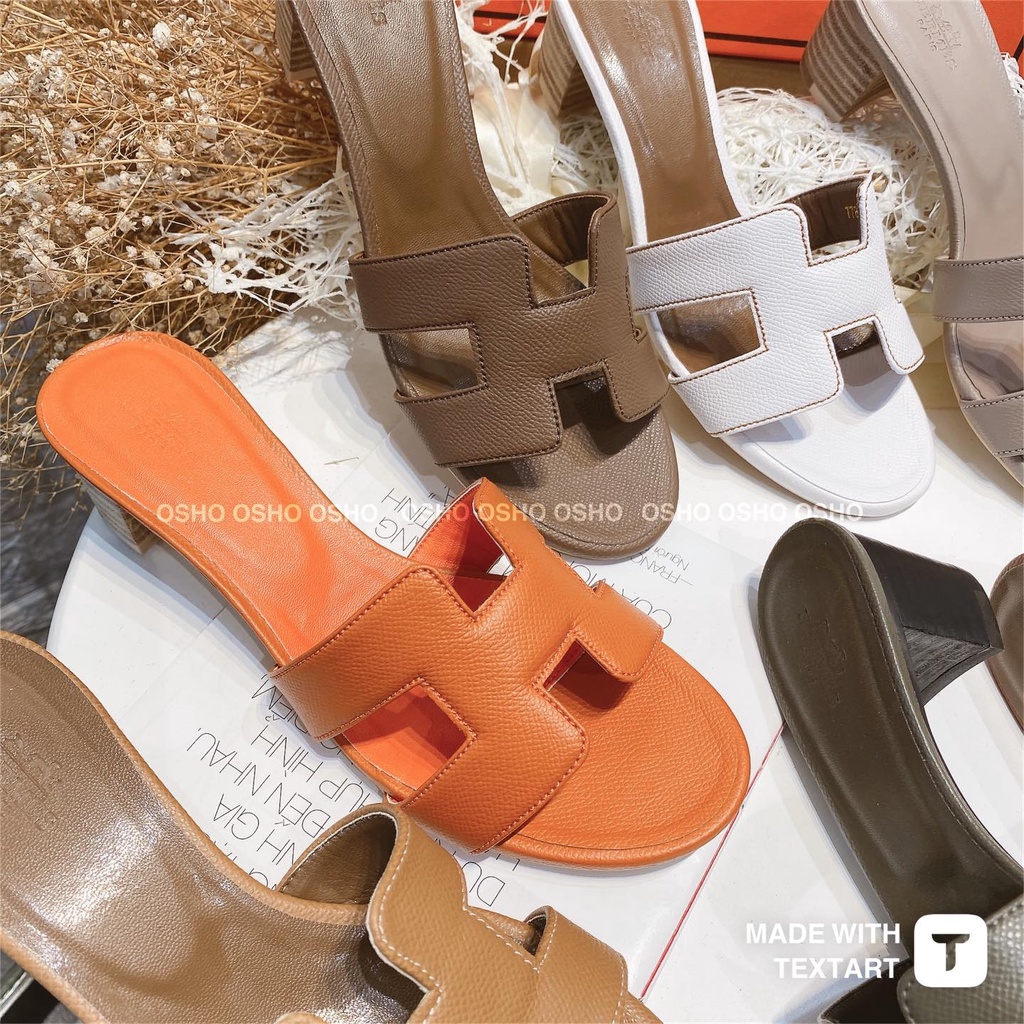 Guốc HƠ MEC gót vuông sang chảnh 5cm OSHO, chất da lì mềm, phom chuẩn ôm chân, full bill thẻ túi hộp xốp