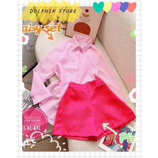 🌹BIGSIZE Set áo sơ mi kèm quần short bigsize