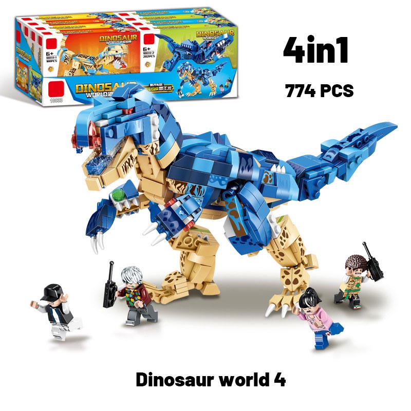 ZHAN QI TOYS Bộ đồ chơi lắp ráp khủng long bạo chúa 4 trong 1 cho bé