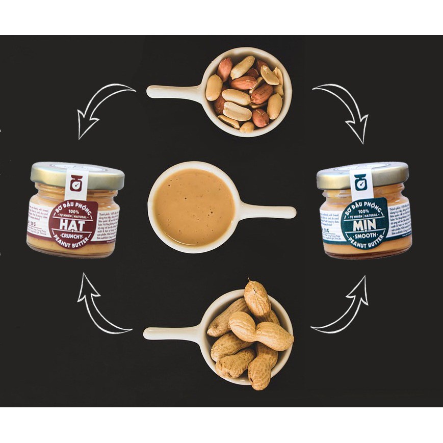 Bơ đậu phộng nguyên chất loại hạt 180g ăn kiêng không đường by Tiệm nhà Mơ
