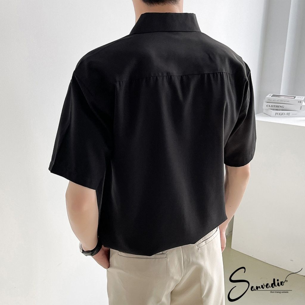 Áo sơ mi nam tay ngắn SANVADIO phong cách Hàn Quốc basic nam nữ dài tay dễ phối đồ SA11