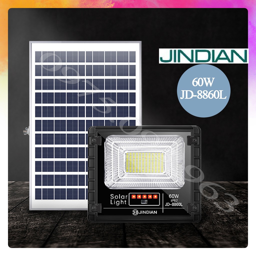 [JINDIAN - 60W] Đèn Năng Lượng Mặt Trời JinDian JD-8860L Công Suất 60W, Khung Nhôm, Chip Led "SMD" - BH 03 Năm