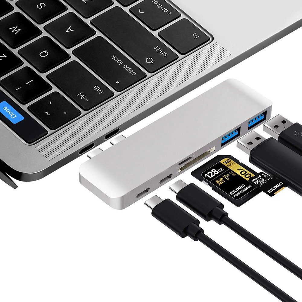 Bộ Chia Cổng Usb Type C 3 Trong 1 Với Đầu Đọc Thẻ Tf / Sd Pd Cho Macbook Pro / Air 2019